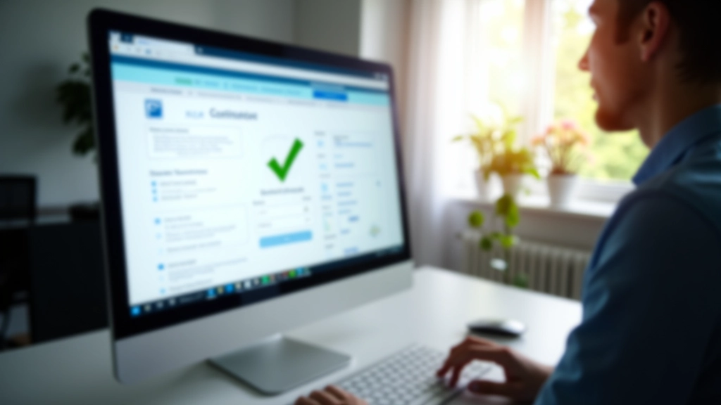 Écran d'ordinateur affichant une notification de confirmation de déclaration fiscale acceptée avec une coche verte