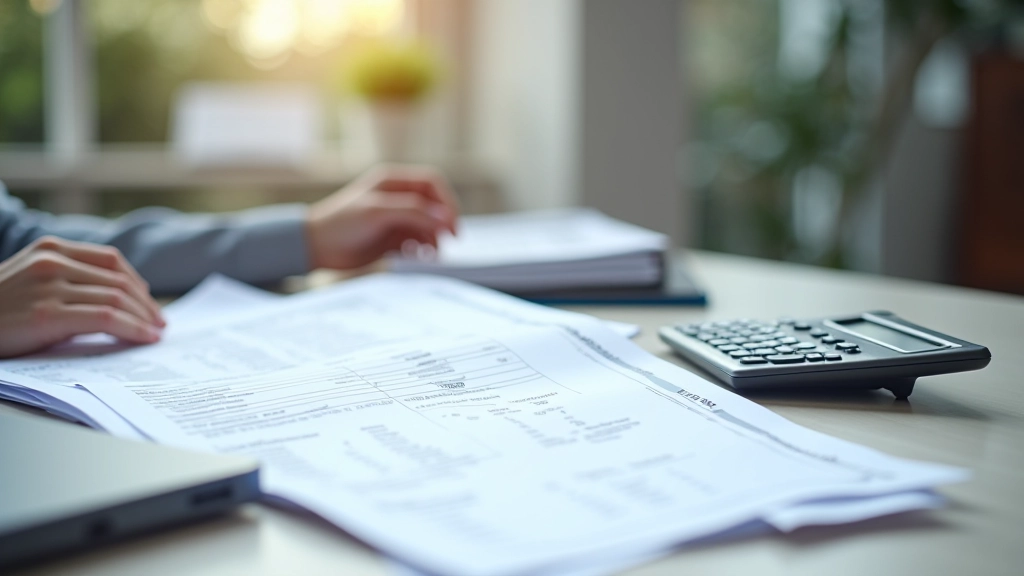 Personne travaillant sur ordinateur avec documents fiscaux